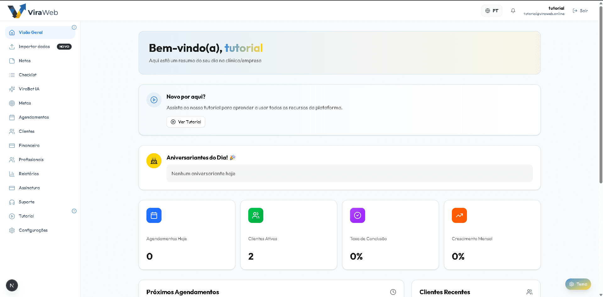 Painel G.D.C. da ViraWeb em ação